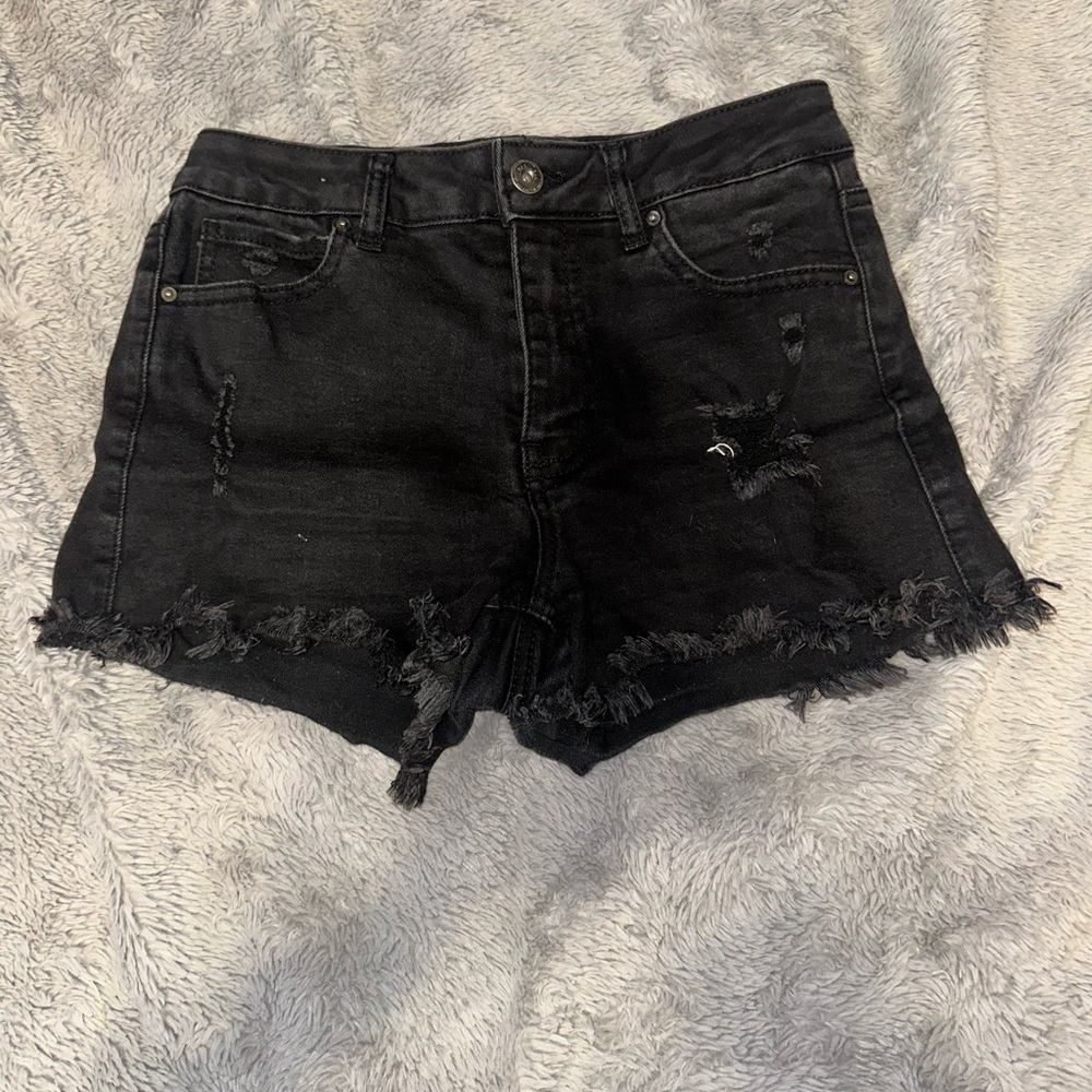 Wax Jean Black Denim Shorts